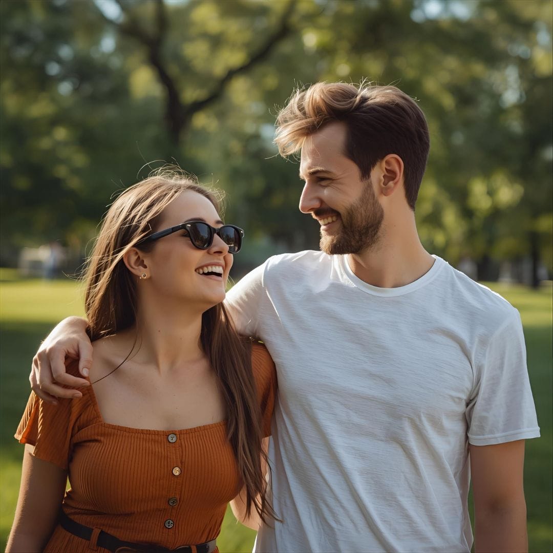 Couple smiling