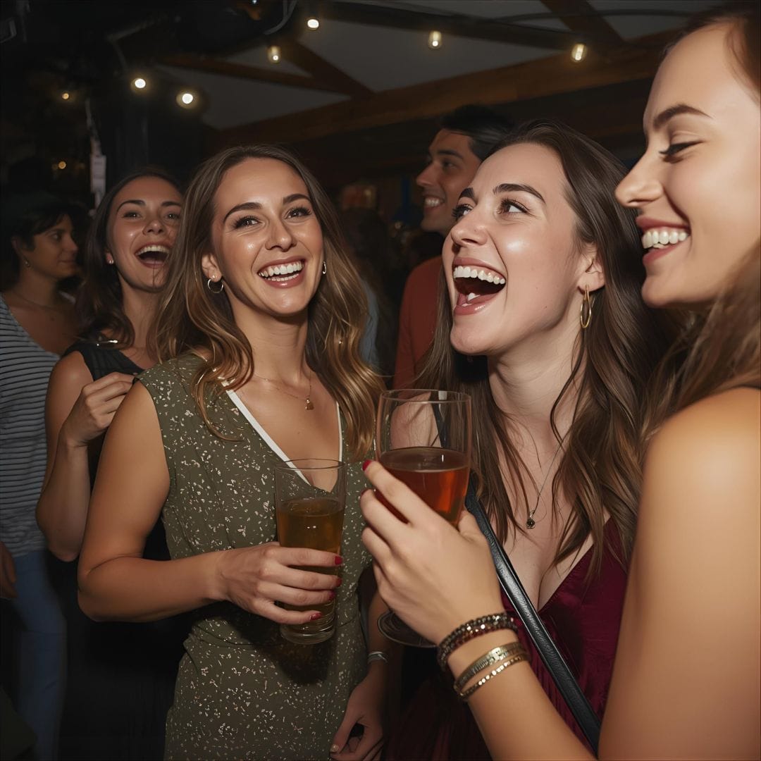 Friends laughing at a party